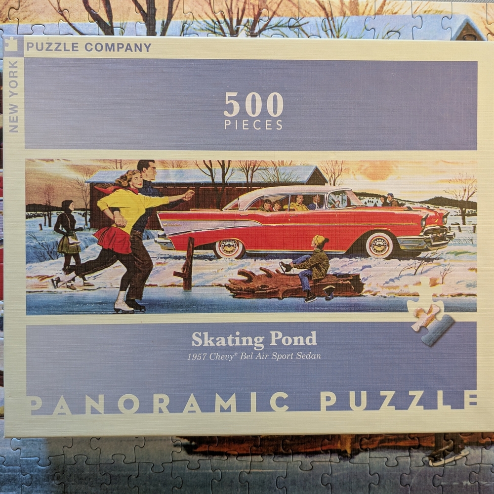 New York Puzzle Company 500 Piece Puzzle Skating Pond